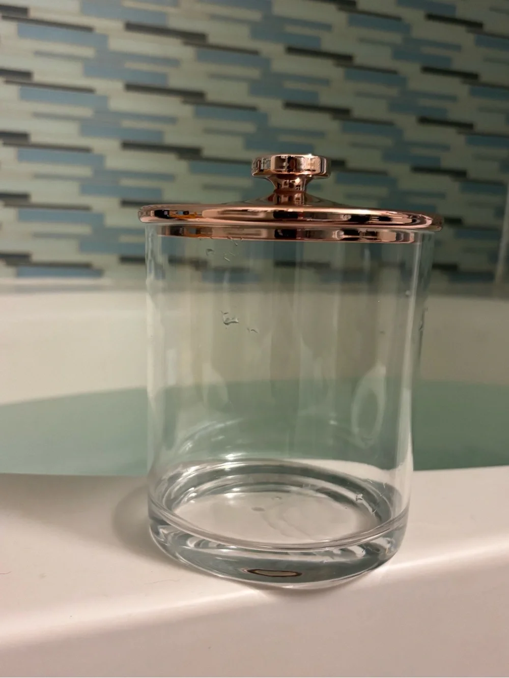 Acrylic Bathroom Canister with Rose Gold Lid